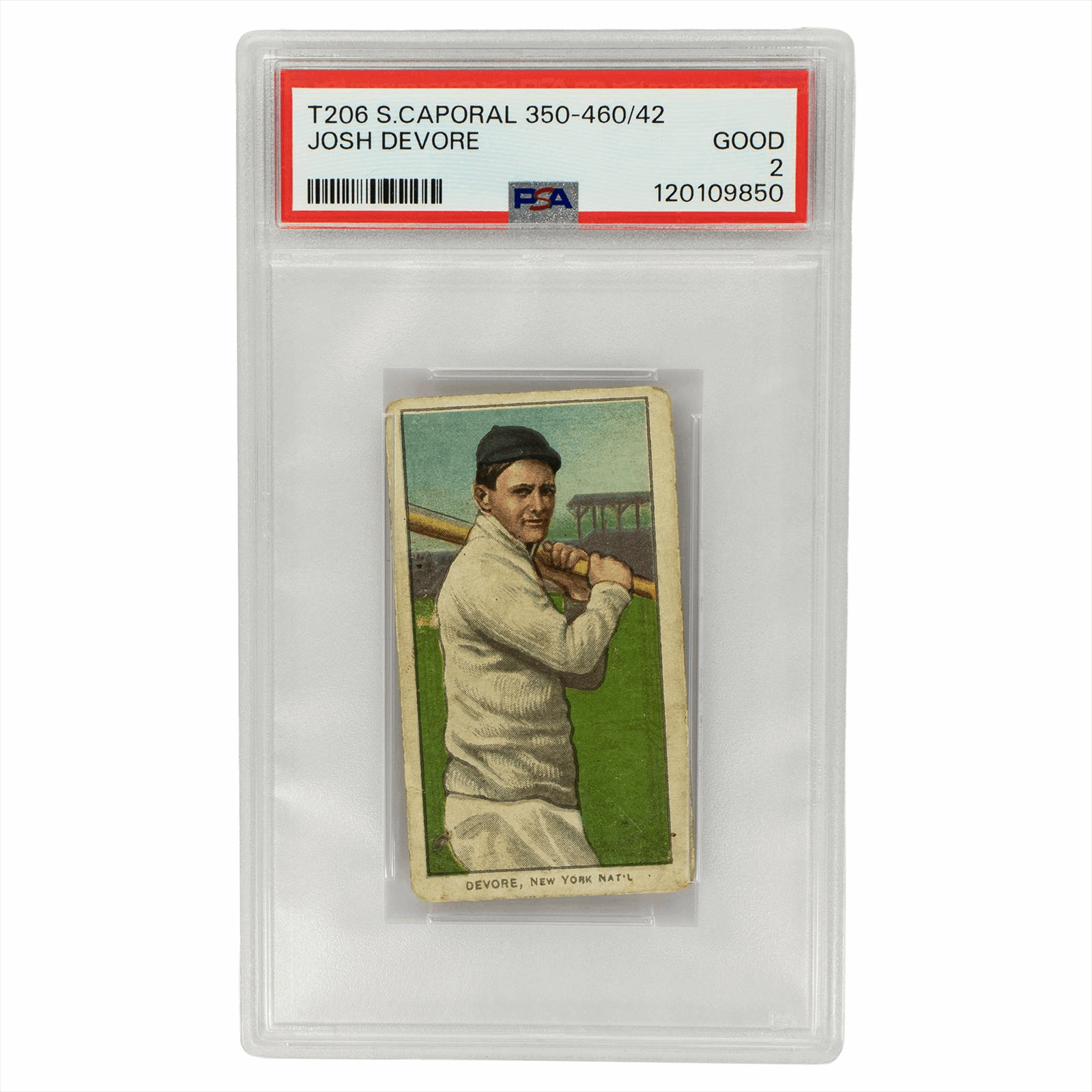 1909-11 T206 Sweet Caporal 350-460/42 Josh Devore PSA GOOD 2