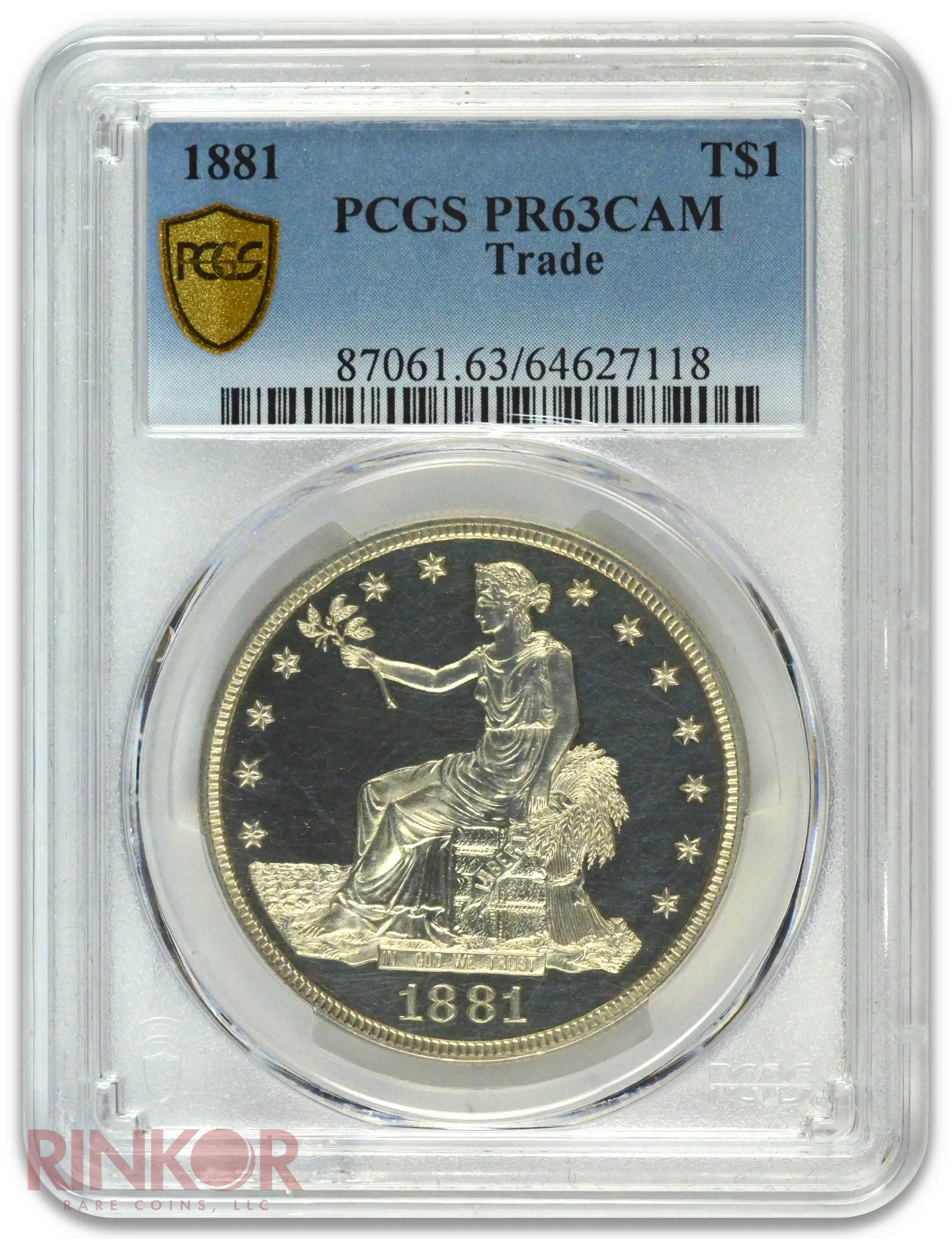 1881 $1 Trade Dollar PCGS PR 63 CAM