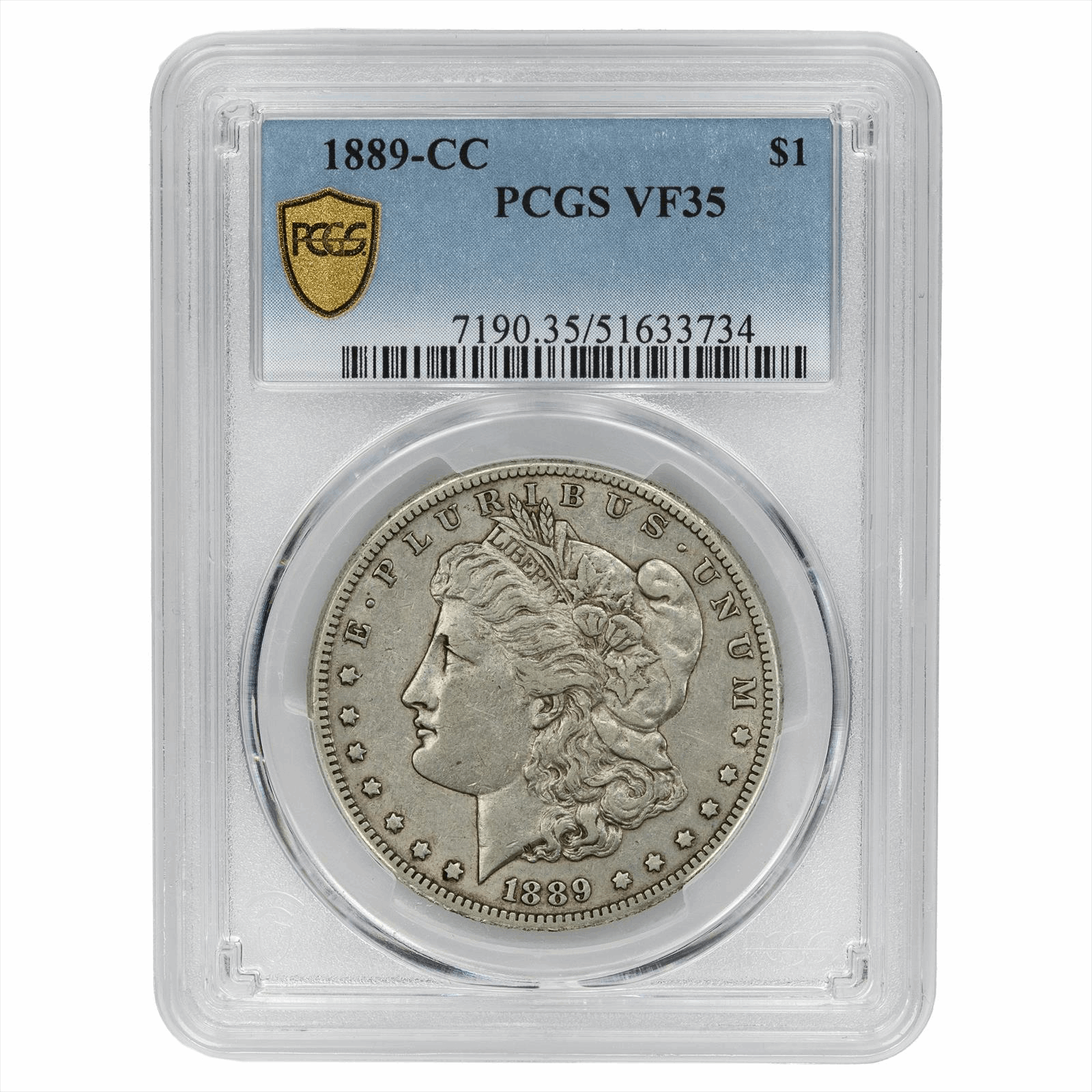 1889-CC Morgan Silver Dollar $1, PCGS VF-35 - Key CC Date