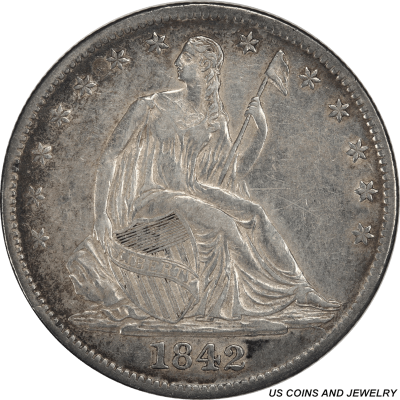 1842-O  Medium Date Rev 1842 Seated Liberty Circulated Almost Uncirculated - Nice and Original