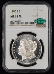 1880 S $1 NGC  MS65PL CAC