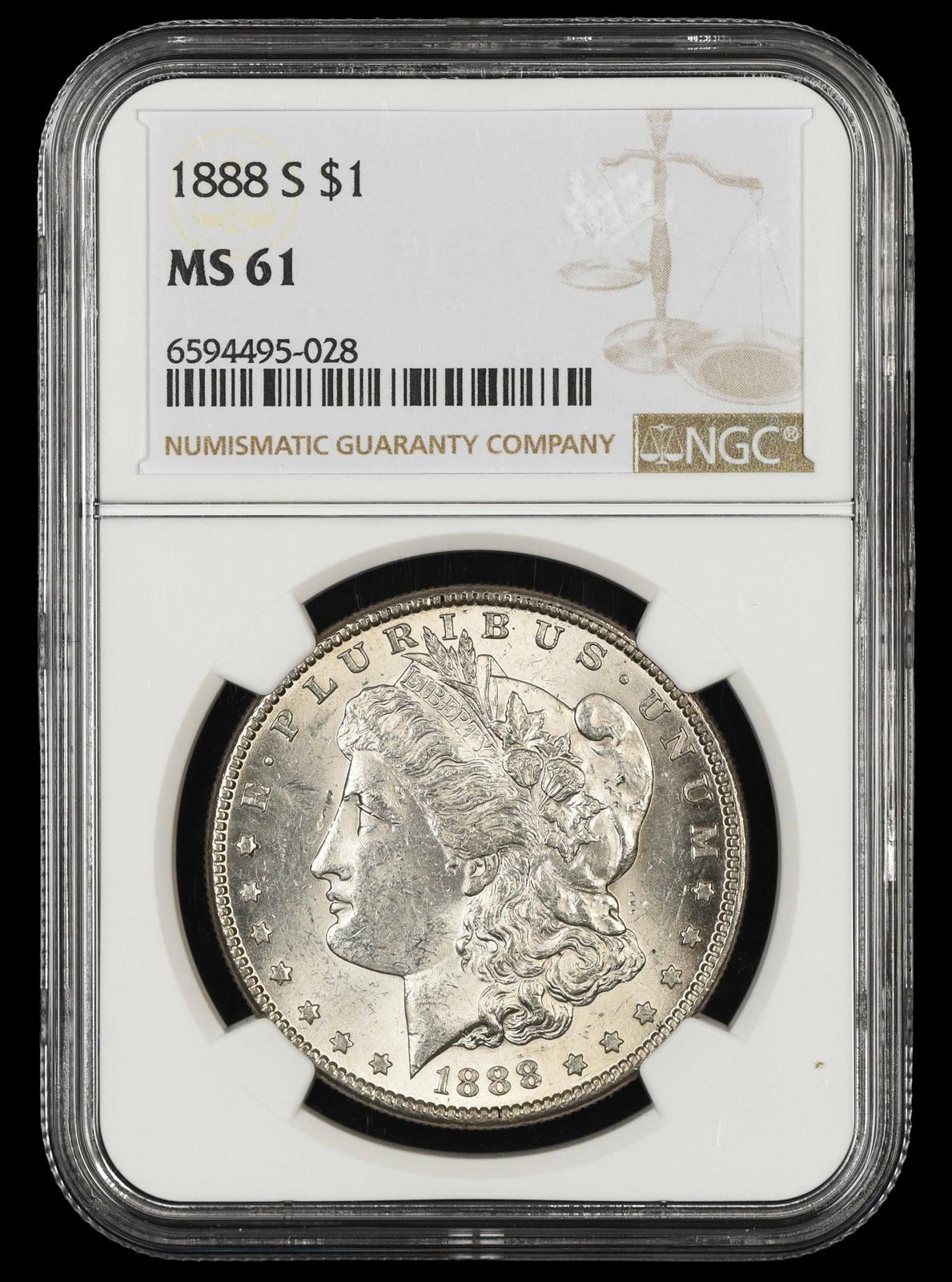 1888 S $1 NGC  MS61