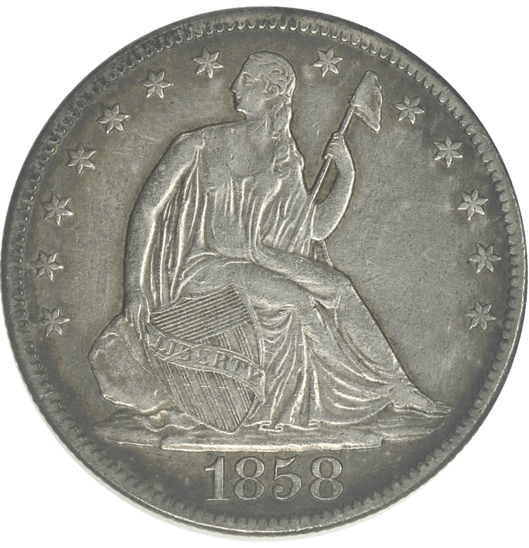 1858-O Seated Liberty Half Dollar 50C AU