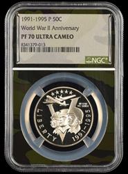 1991-1995 P WWII Commemorative Half  NGC PF70 UCAM Camo Core             