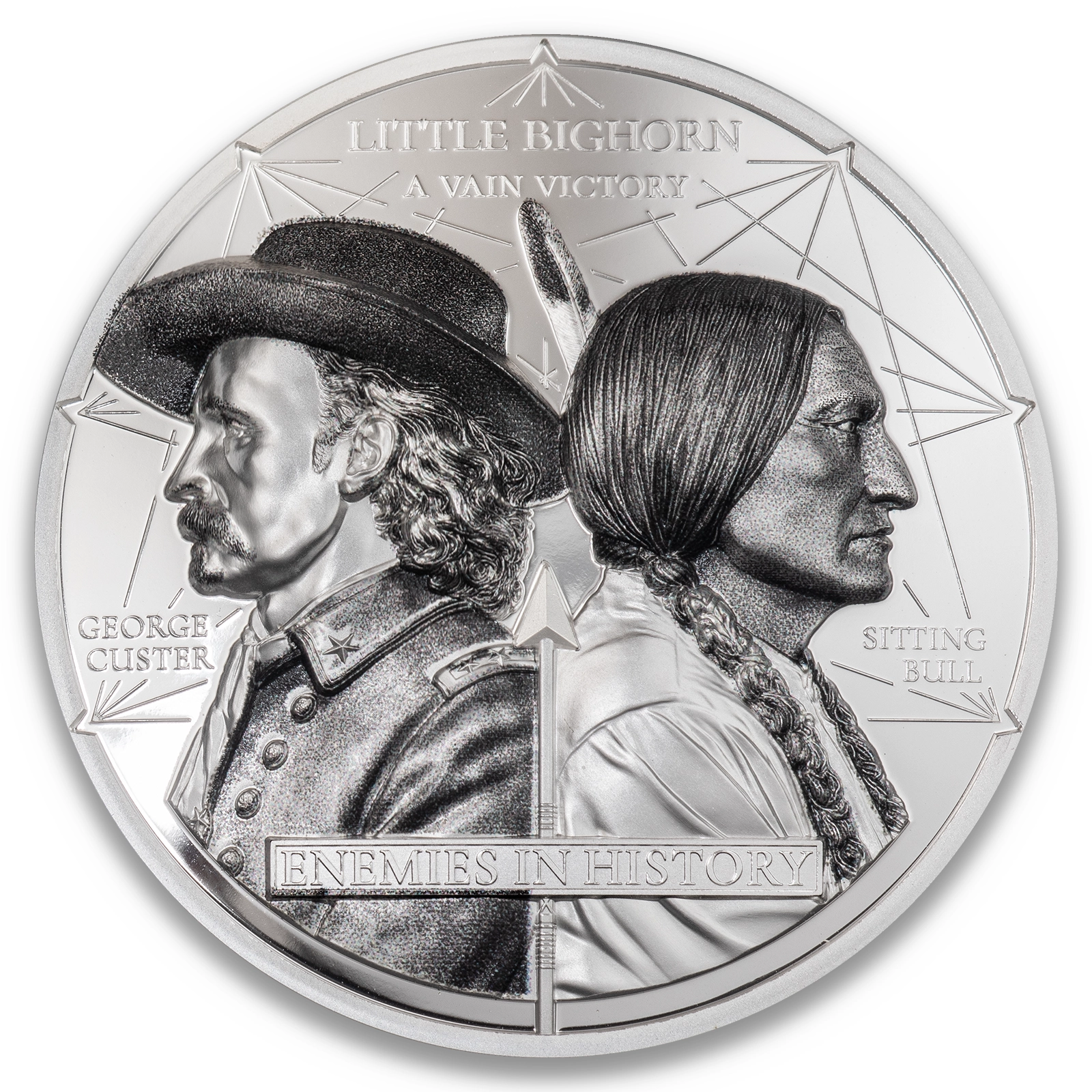 2026 Mongolia Enemies in History - Custer vs Sitting Bull 2oz Silver Coin Ultra High Relief