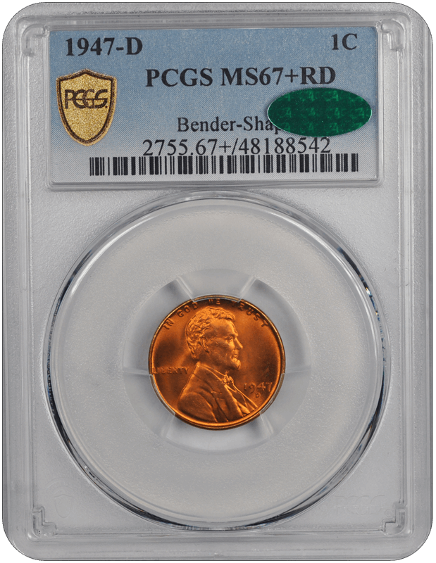 1947-D Lincoln PCGS (CAC) RD 67+