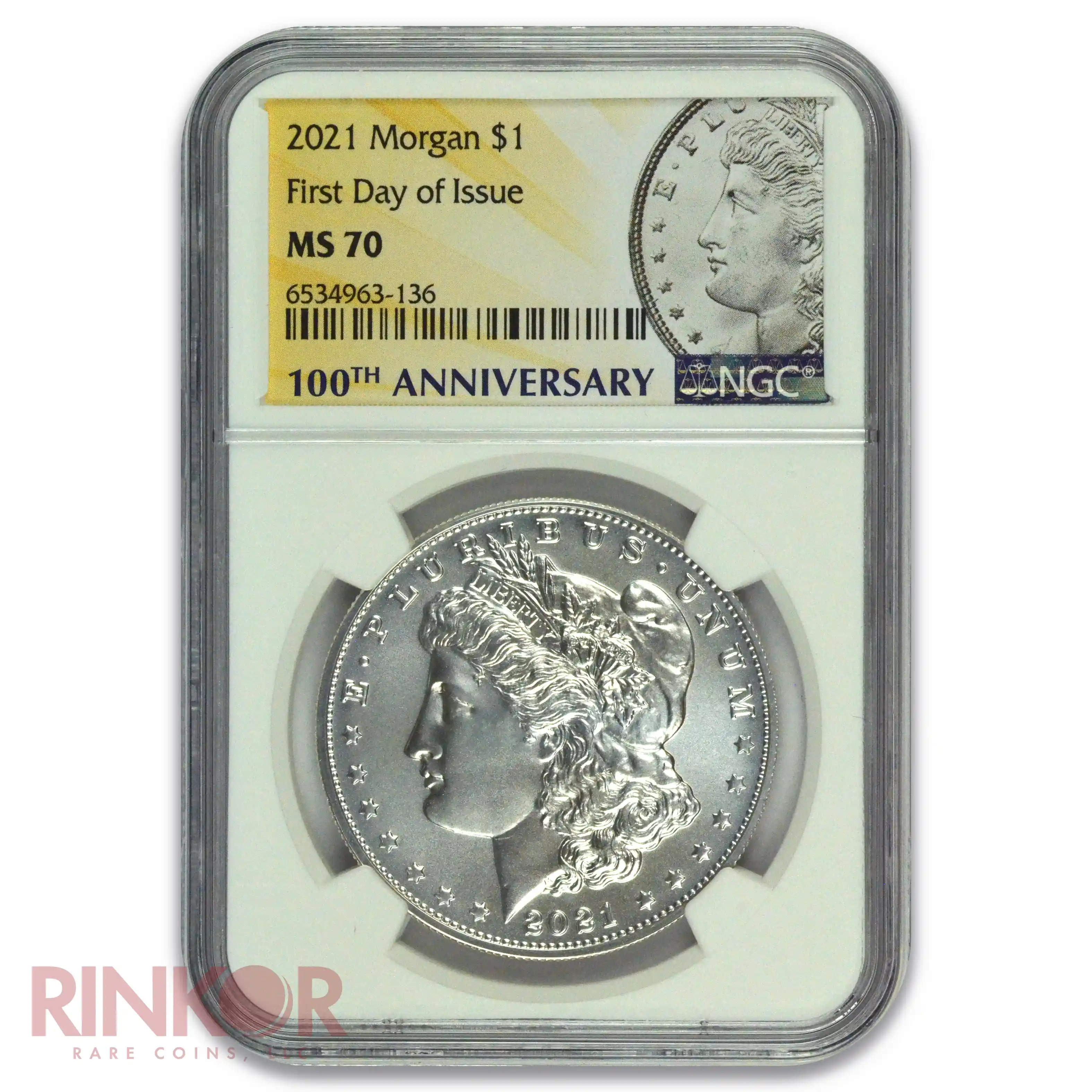 2021 $1 Morgan Dollar 100th Anniversary First Day of Issue NGC MS 70