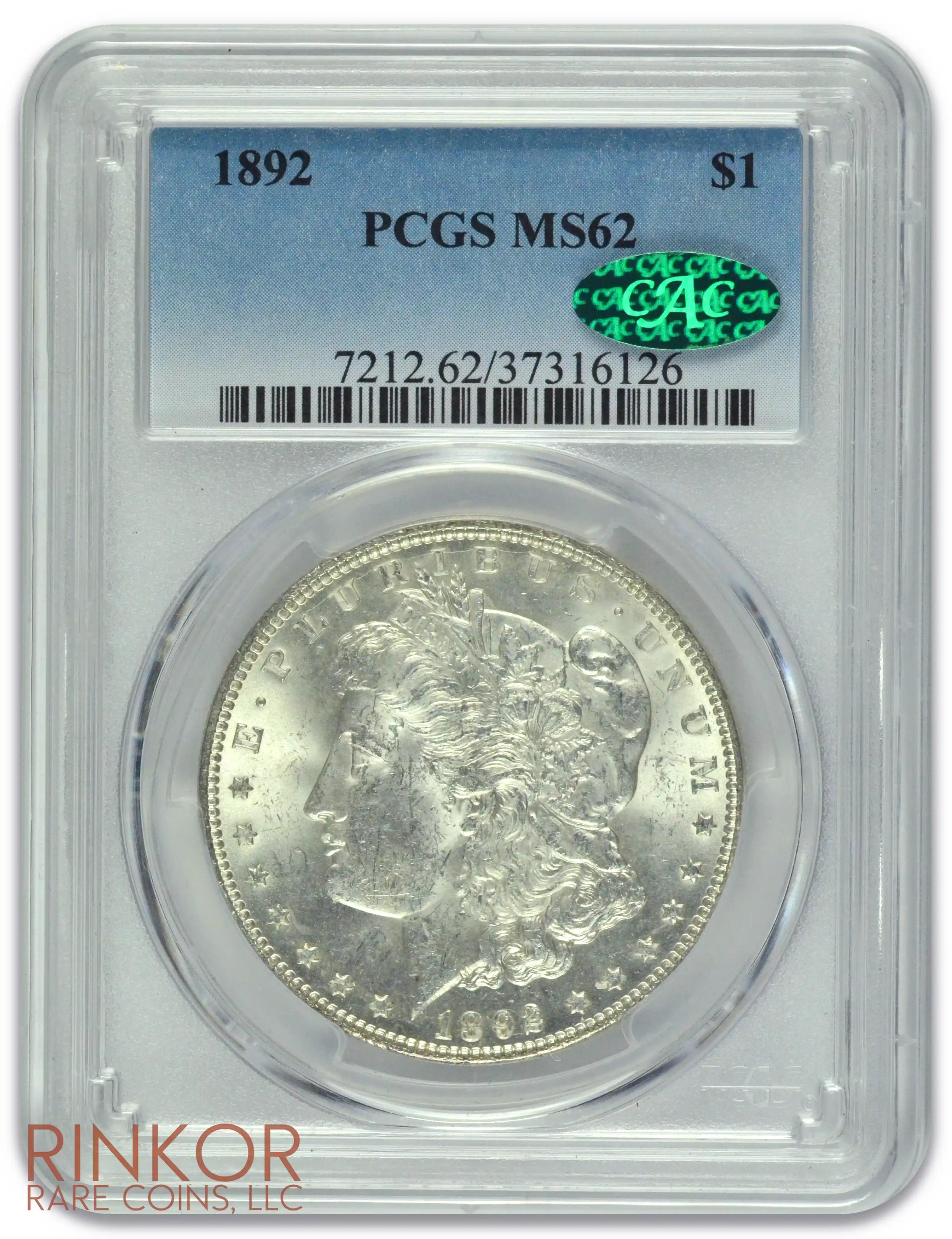 1892 $1 PCGS MS 62 CAC