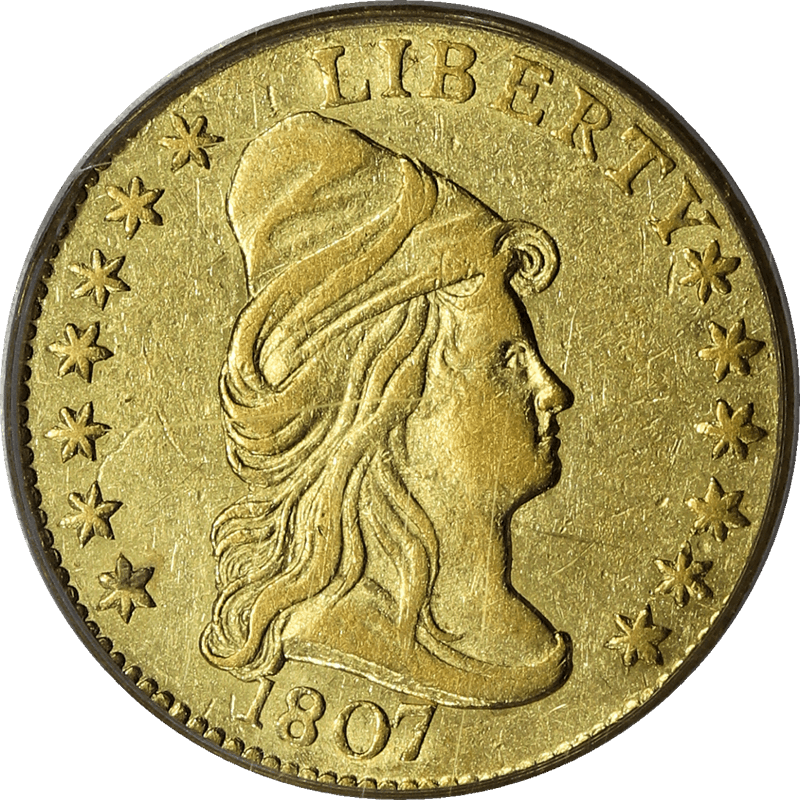 1807 Capped Bust To Right $2.5 Gold Piece, PCGS AU-50 - Low Mintage
