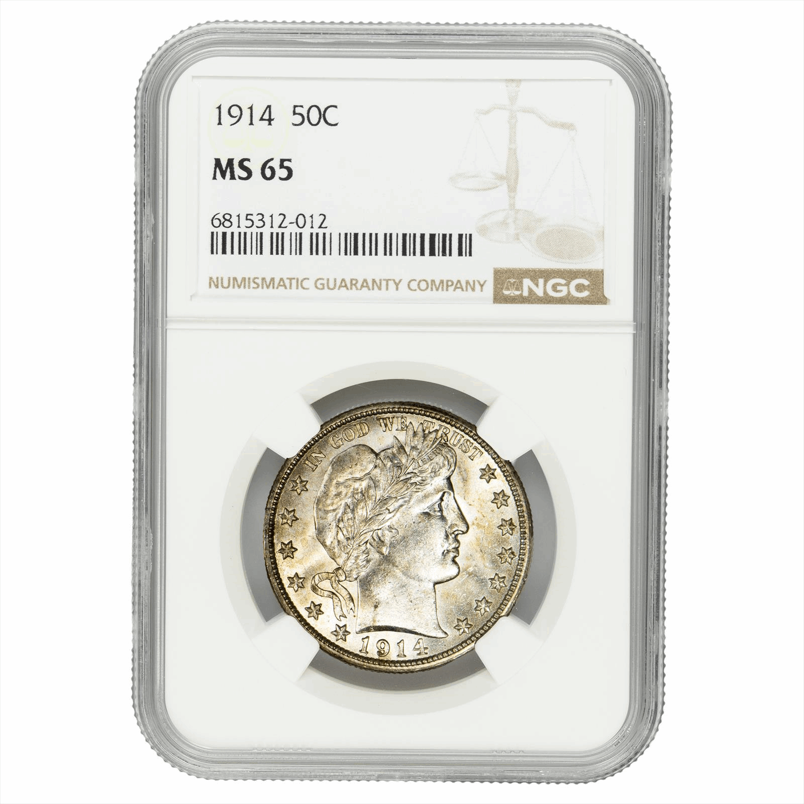 1914 Barber Half Dollar 50C NGC MS 65