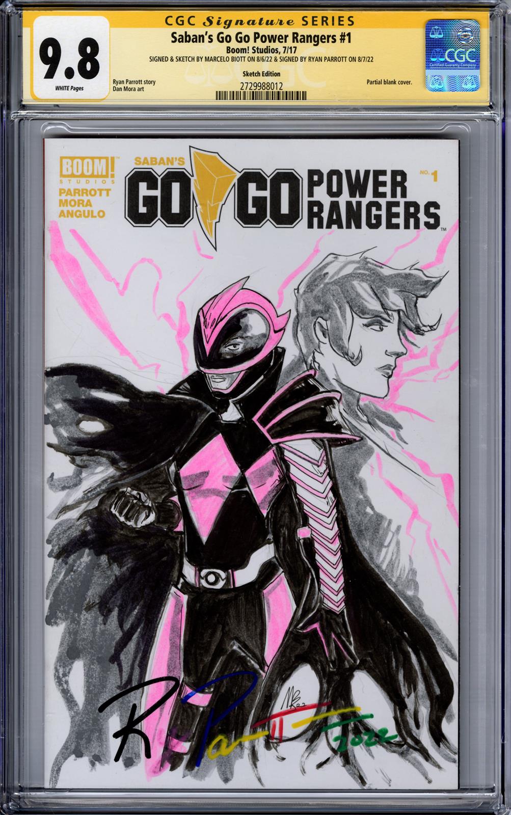 Sabans Go Go Power Rangers #1 CGC Signature Series 9.8(BOOM, 2017) Signed by Marcello Biott & Ryan Parrott 