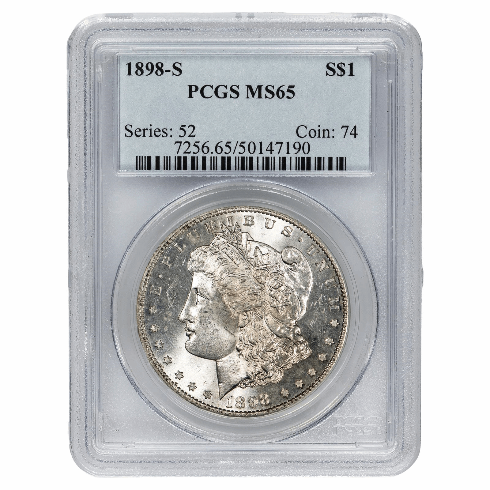 1898-S Morgan Silver Dollar $1 PCGS MS 65