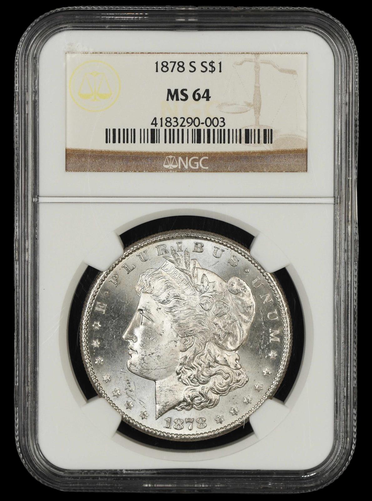 1878 S $1 NGC  MS64