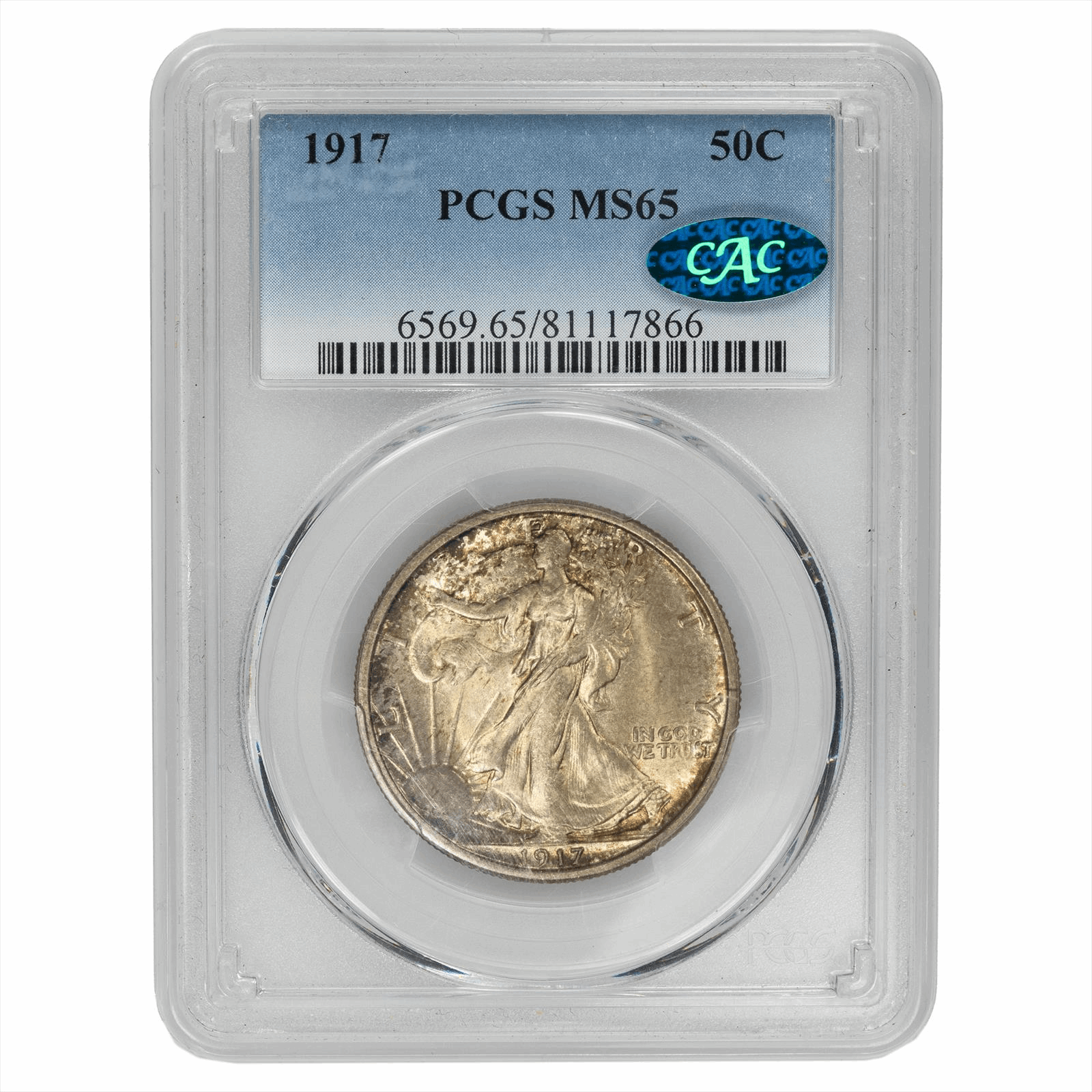 1917 50C Walking Liberty Half Dollar PCGS CAC MS 65 