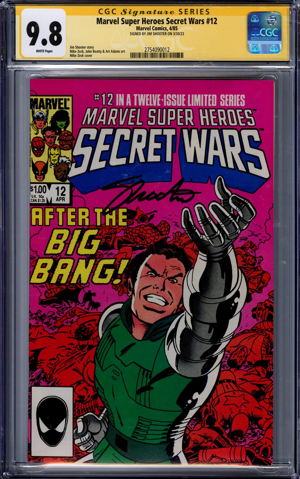 Marvel Super Heroes secret Wars #12 CGC Signature Series 9.8 (Marvel, 1985) Signed by Jim Shooter 