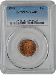 1908 Indian Head PCGS (99) RB 66
