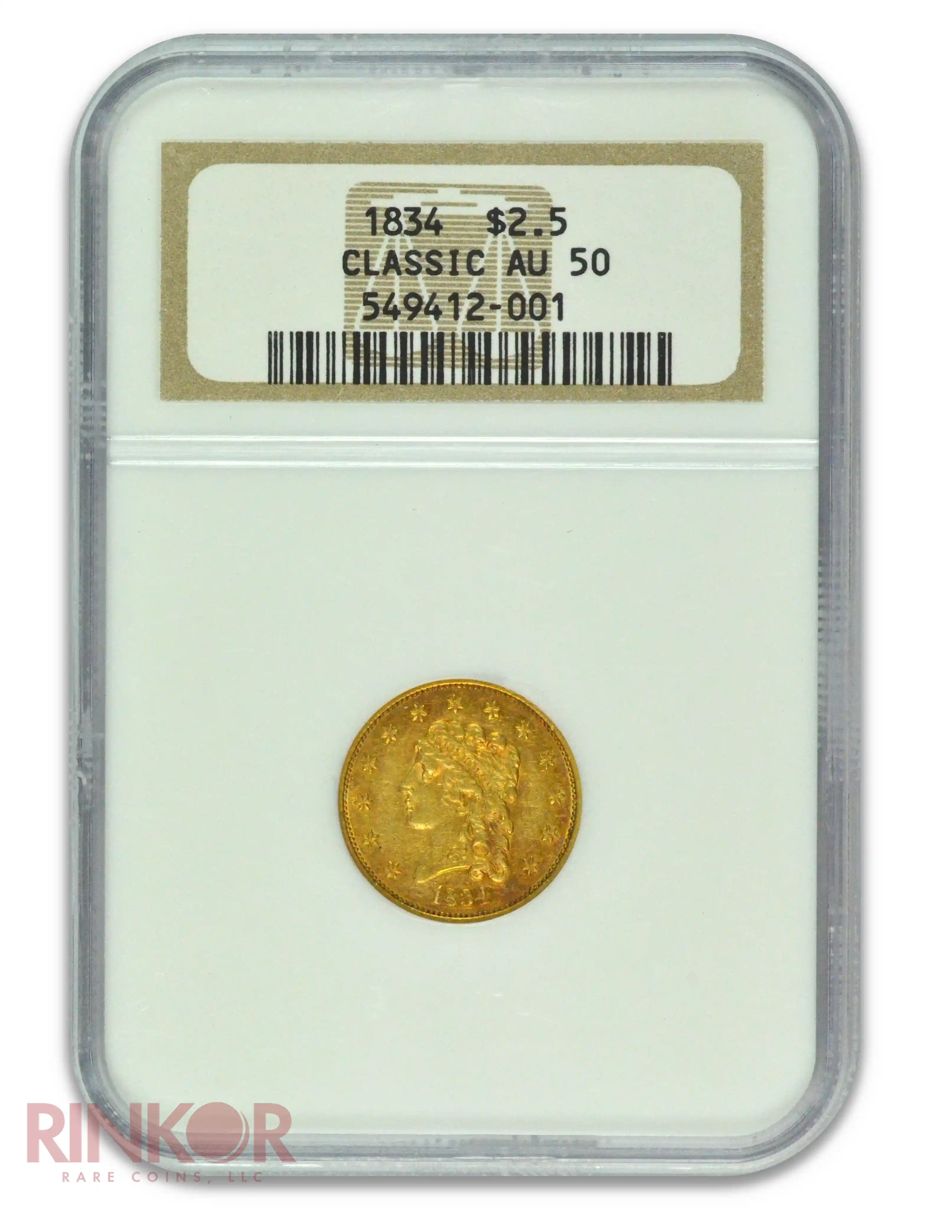 1834 Classic $2.50 Classic Head NGC AU-50
