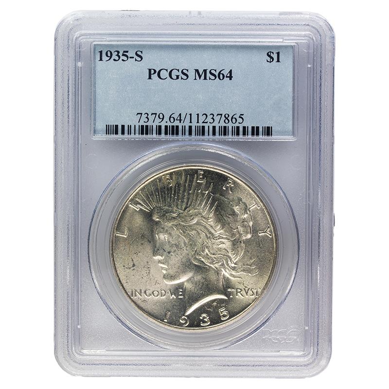 1935-S Peace Dollar, $1 PCGS MS 64 