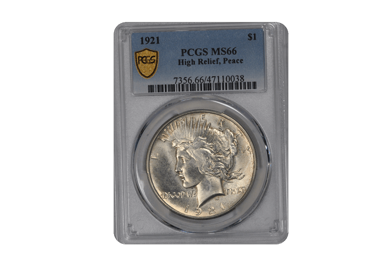 1921 $1 Peace Dollar - Type 1 High Relief PCGS  #3414-7 MS66