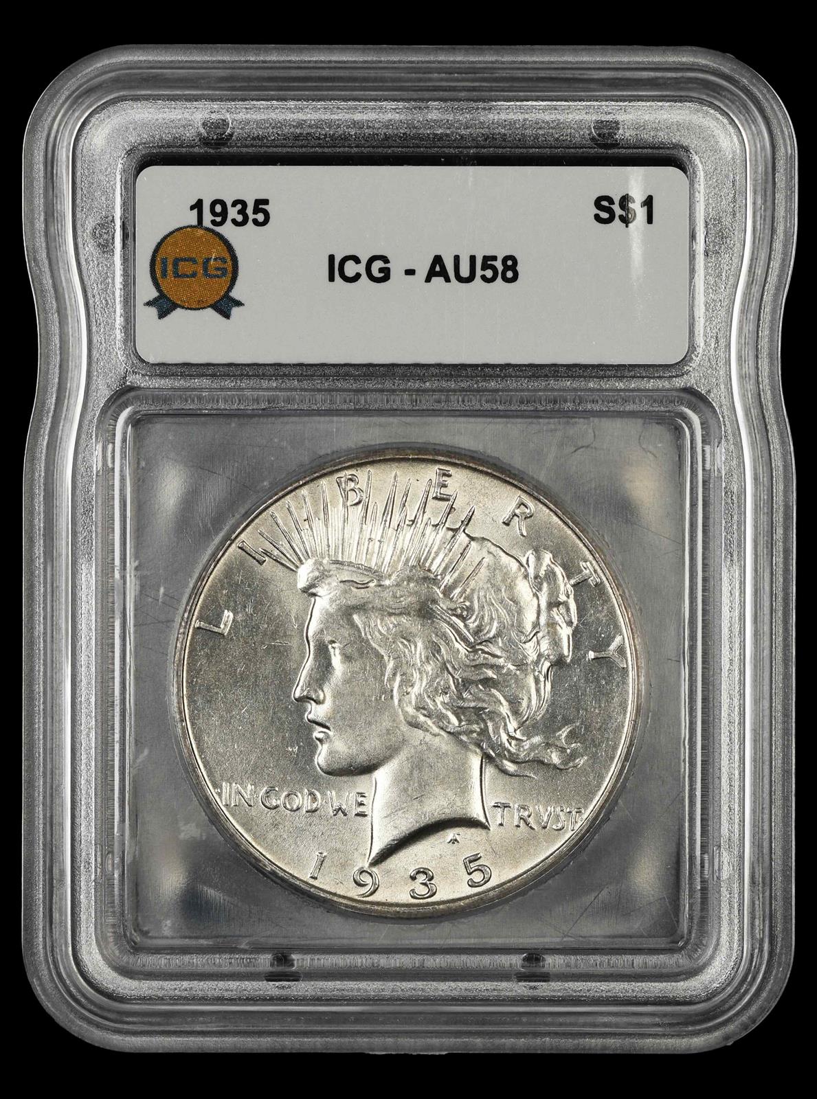 1935 $1 ICG AU 58