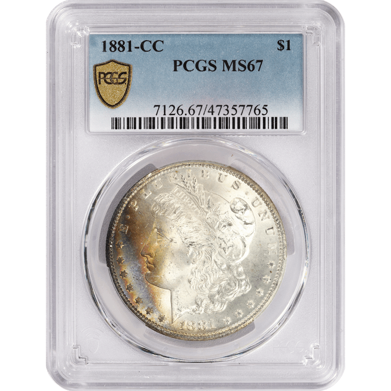 1881-CC Morgan Silver Dollar $1, PCGS MS 67 - Beautiful Toning 