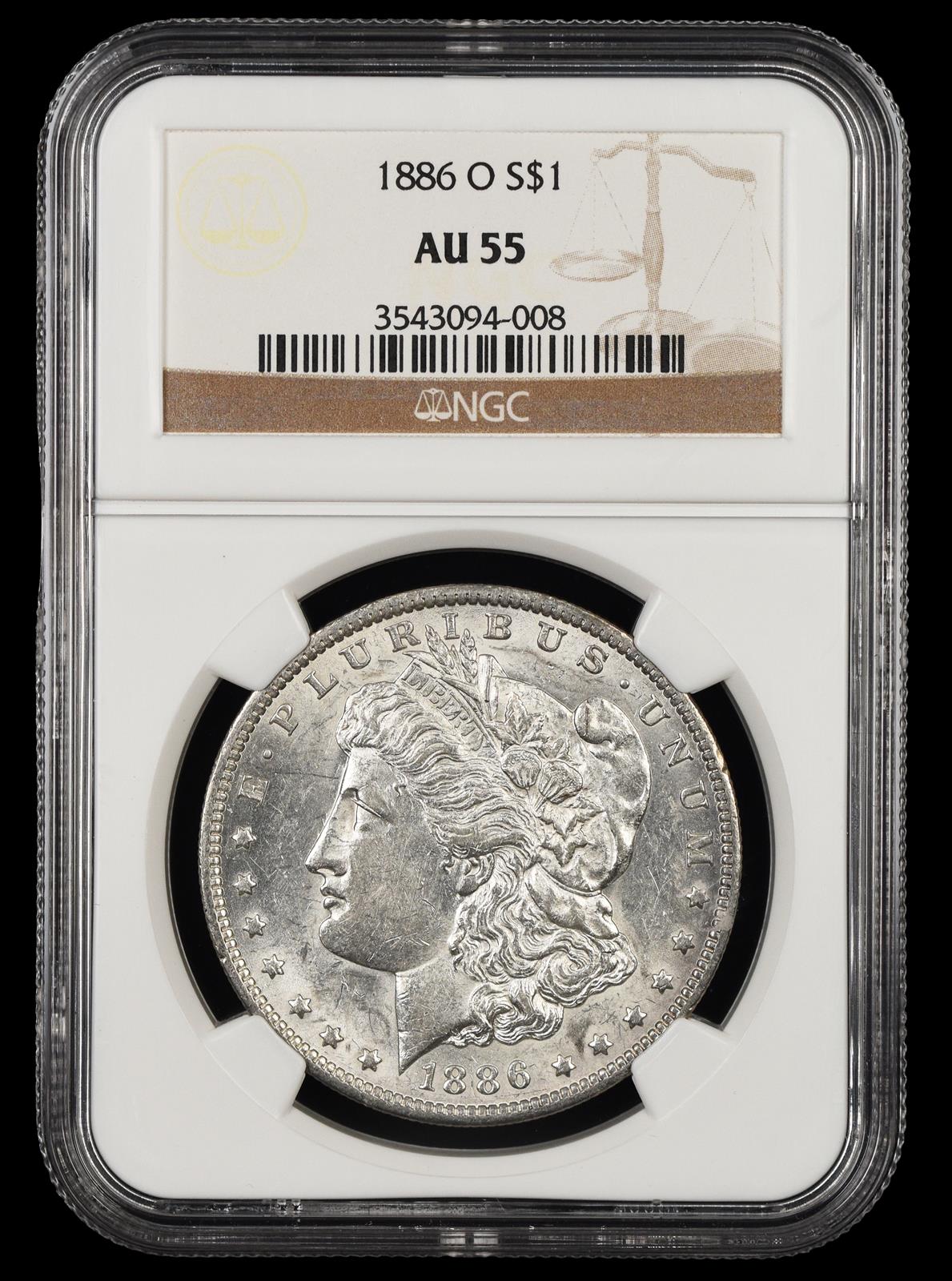 1886 O $1 NGC  AU55