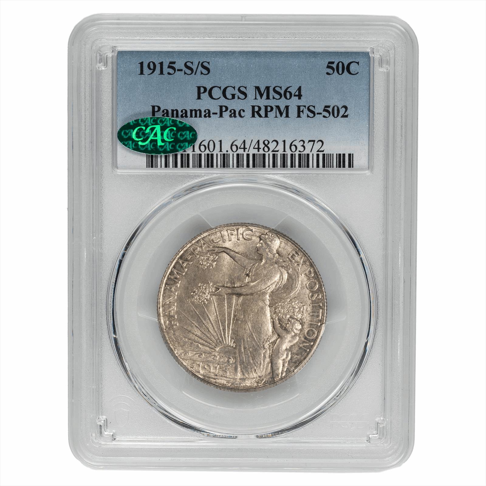1915 S/S 50C Panama Pacific RPM FS 502 PCGS MS 64 CAC
