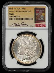 1878 7Tf Rev Of 78 $1 VAM-115 TDO Blossoms Top 100 Bill Fivaz Signature Label NGC MS 64