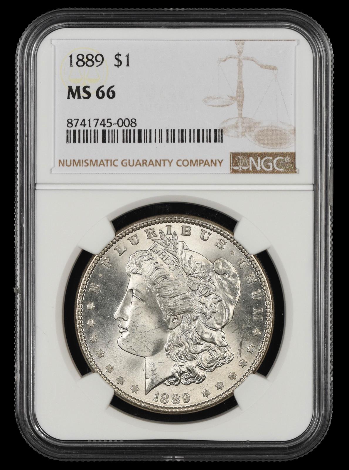 1889 $1 NGC  MS66