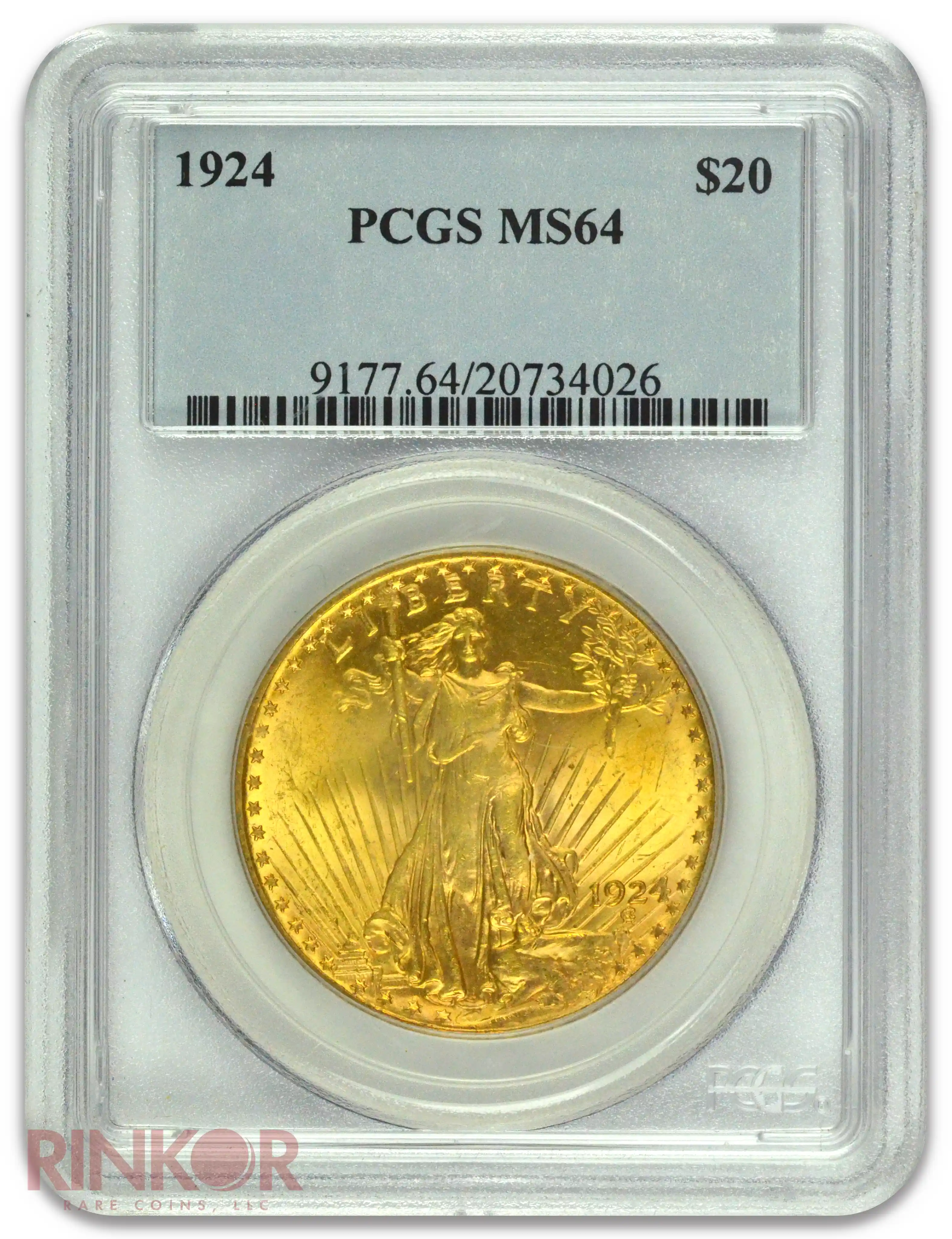 1924 Saint Gaudens $20 PCGS MS 64