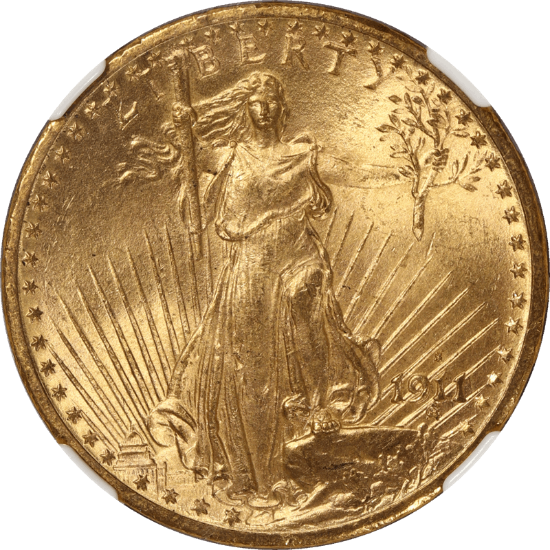 1911-S St. Gaudens $20 Gold Double Eagle NGC and CAC MS 65 