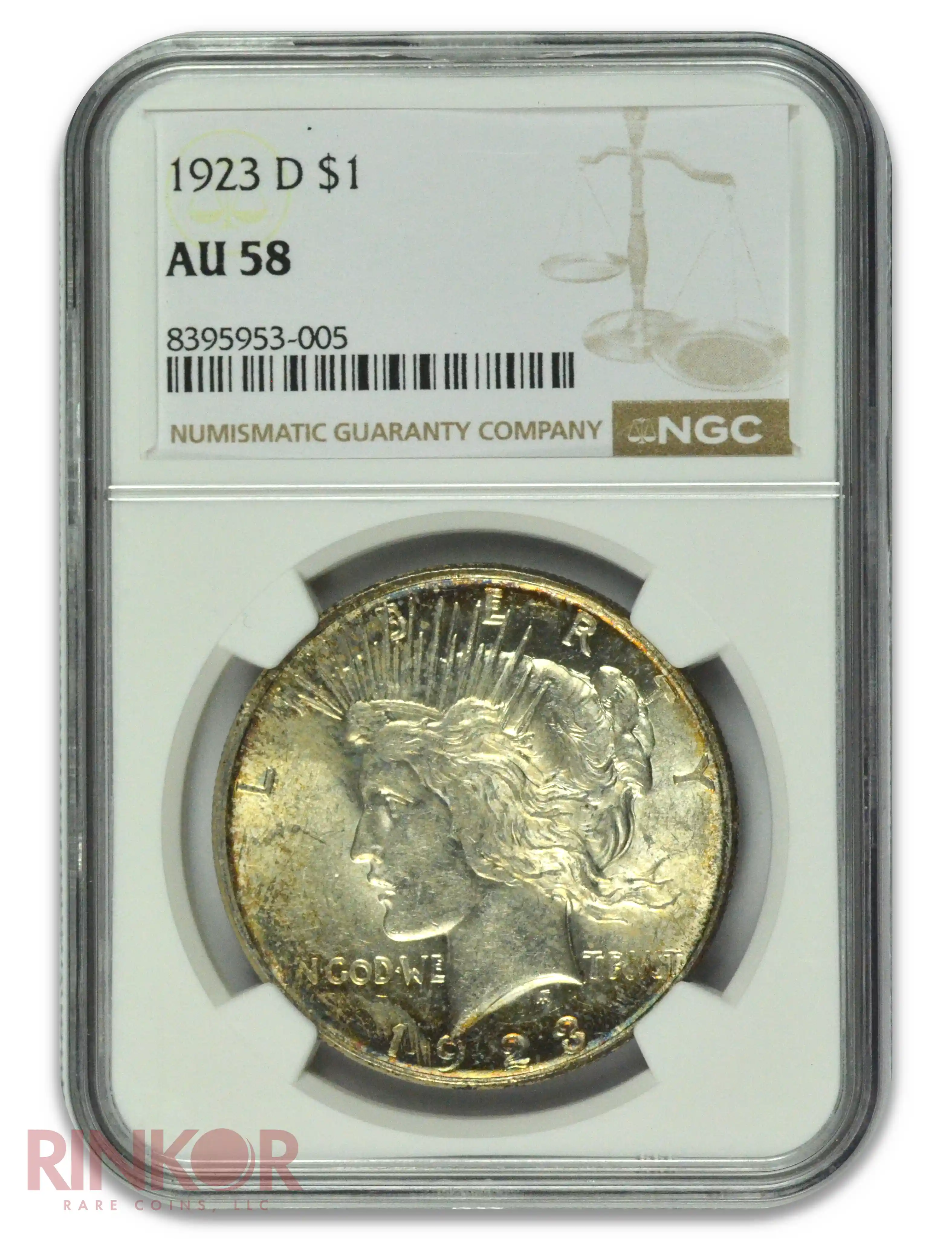 1923-D $1 Peace Dollar NGC AU-58
