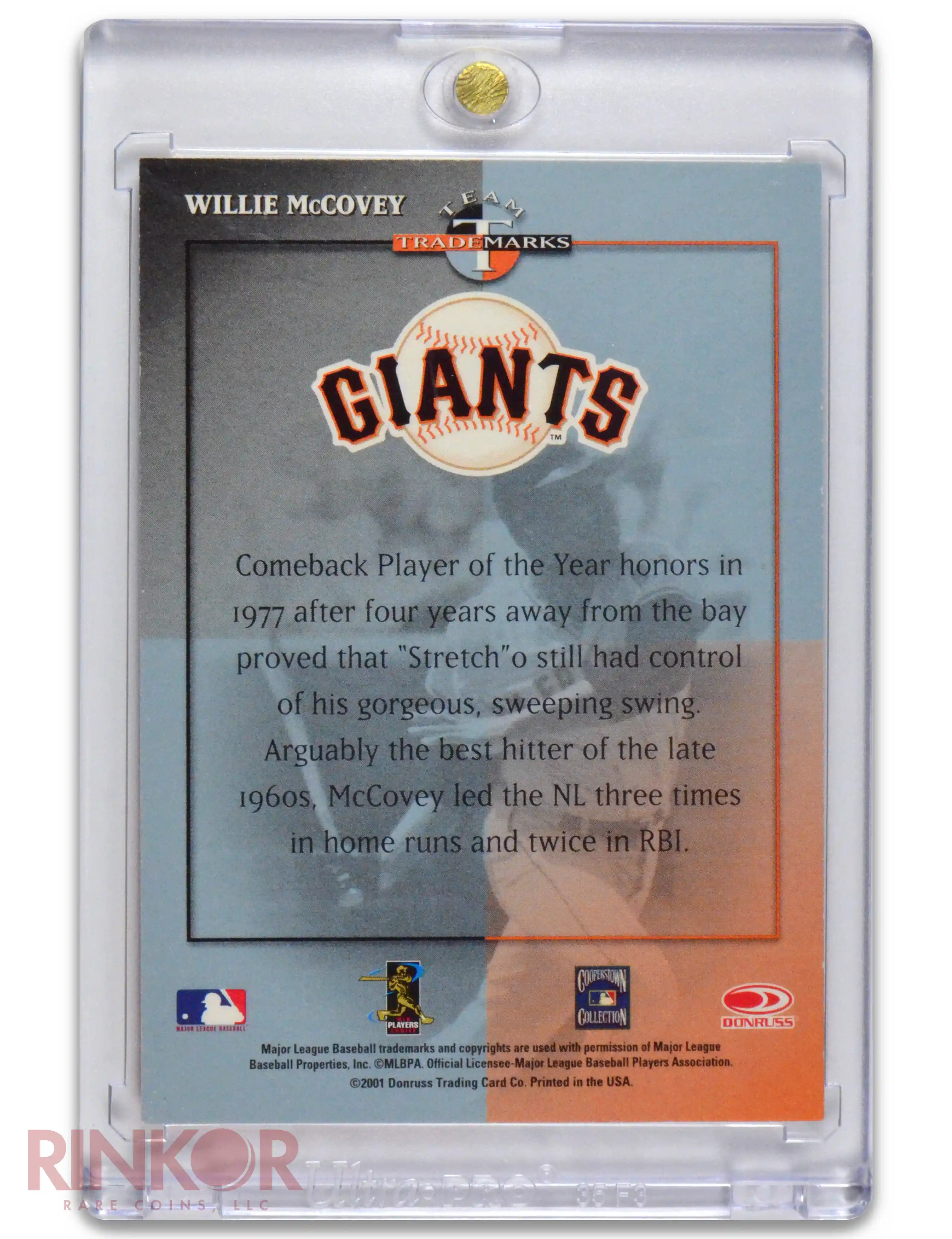 2001 Donruss Signature Series Team Trademarks Willie McCovey Auto 