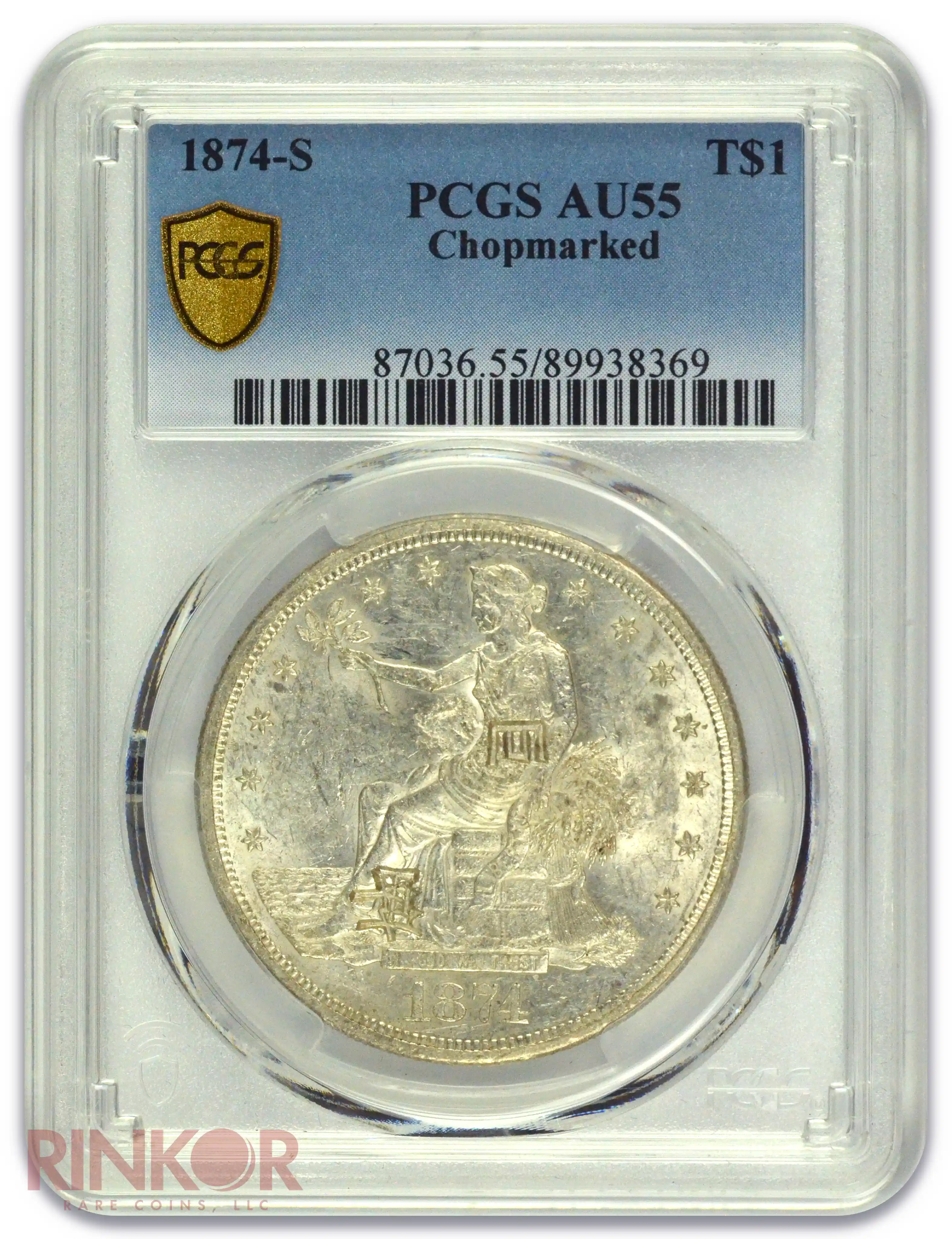 1874-S Chop Mark $1 Trade Dollar PCGS AU-55