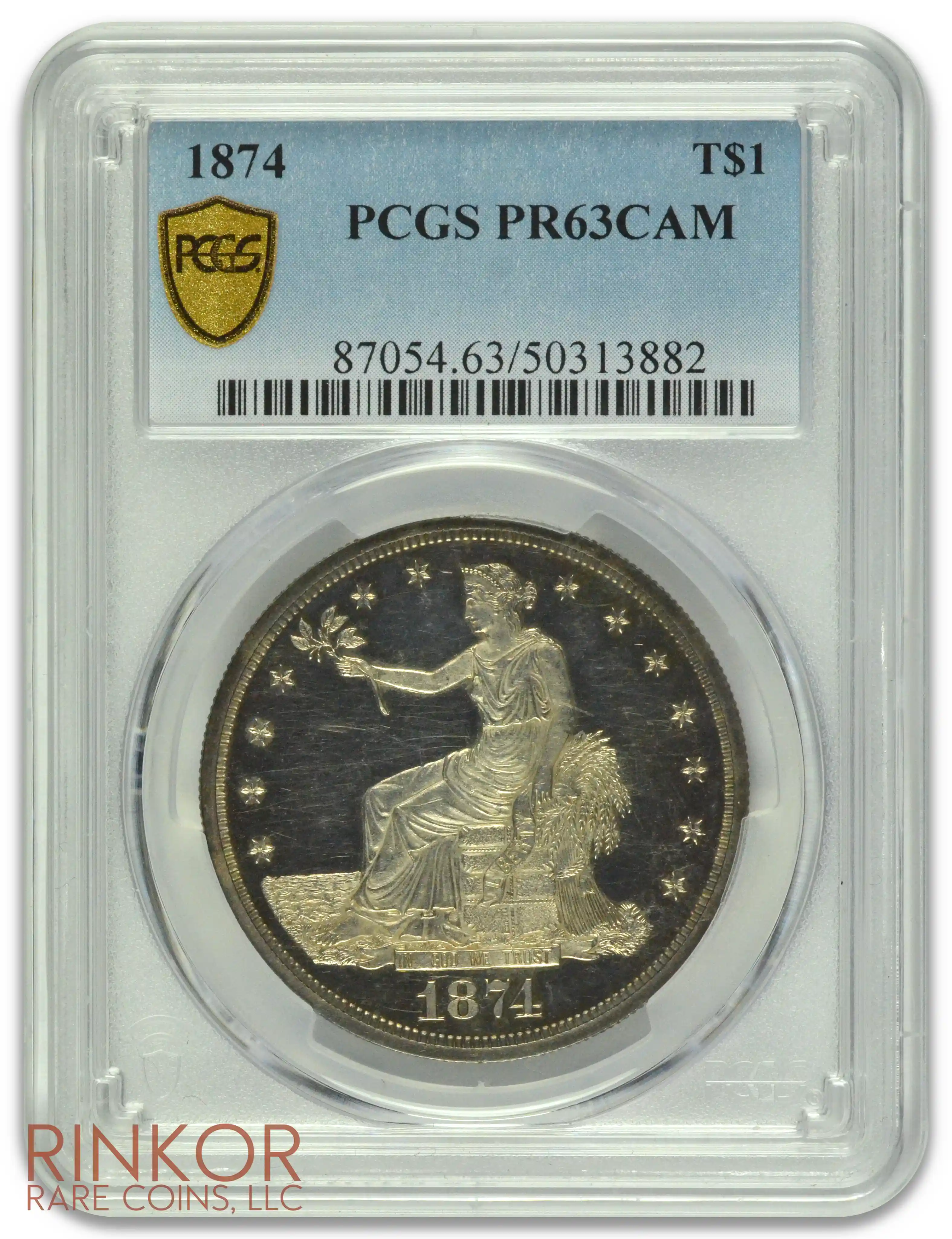 1874 Trade PCGS PR 63 CAM