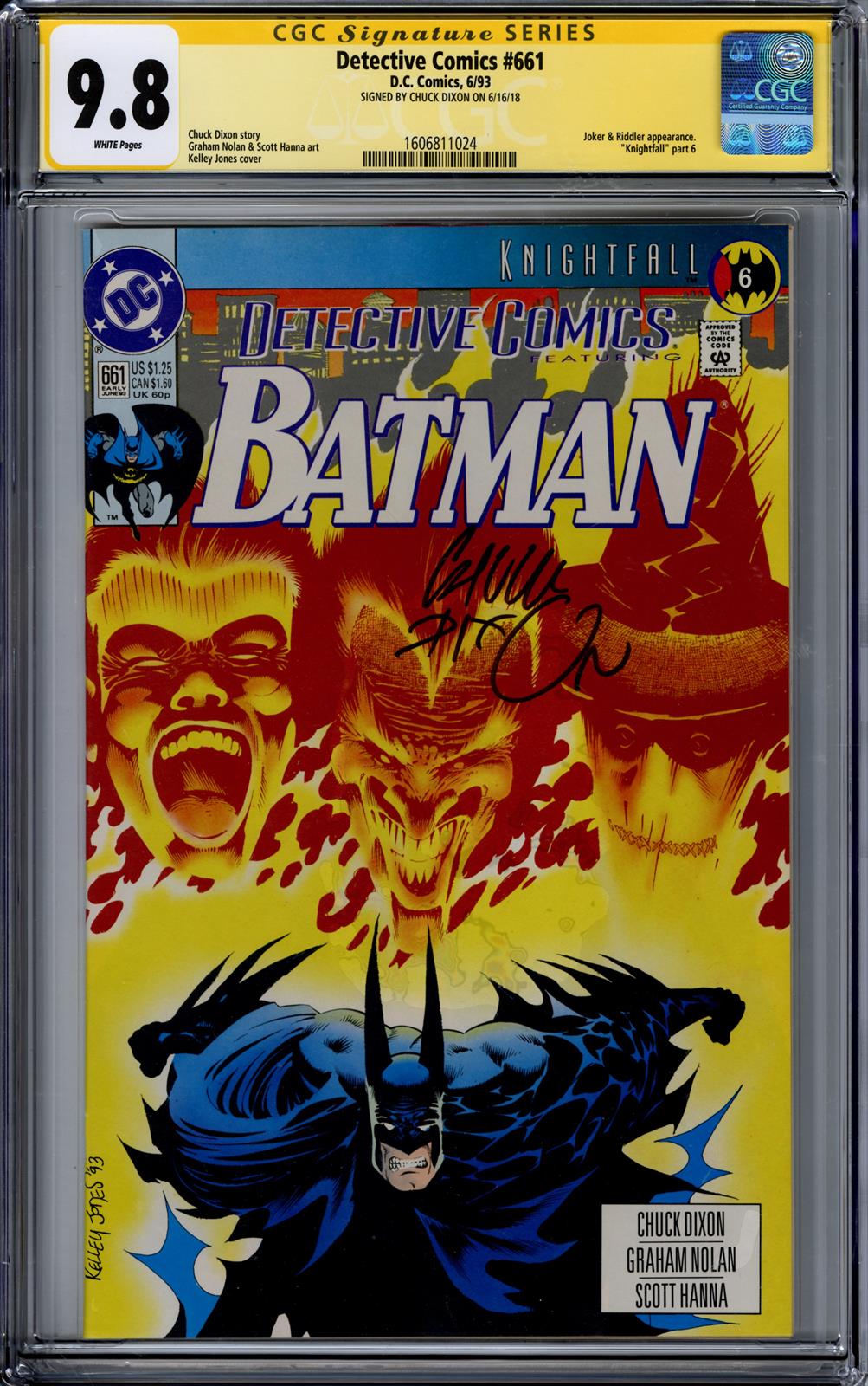 Detective Comics #661 CGC Signature Series 9.8(D.C., 1993) Signed by Chuck Dixon) 