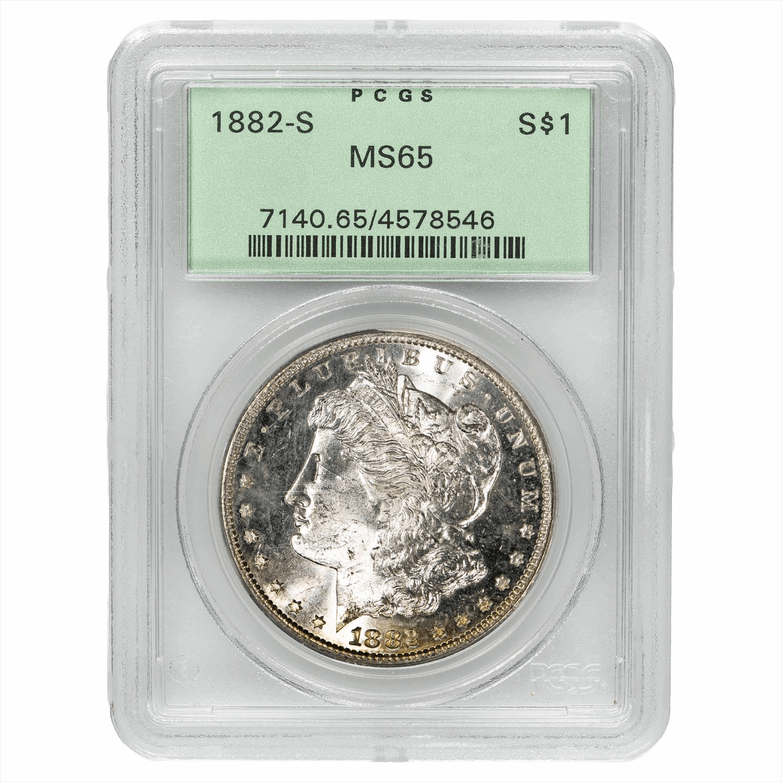 1882-S Morgan Silver Dollar $1 PCGS MS 65