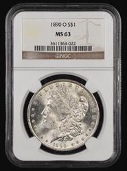 1890 O $1 NGC MS63 MS63