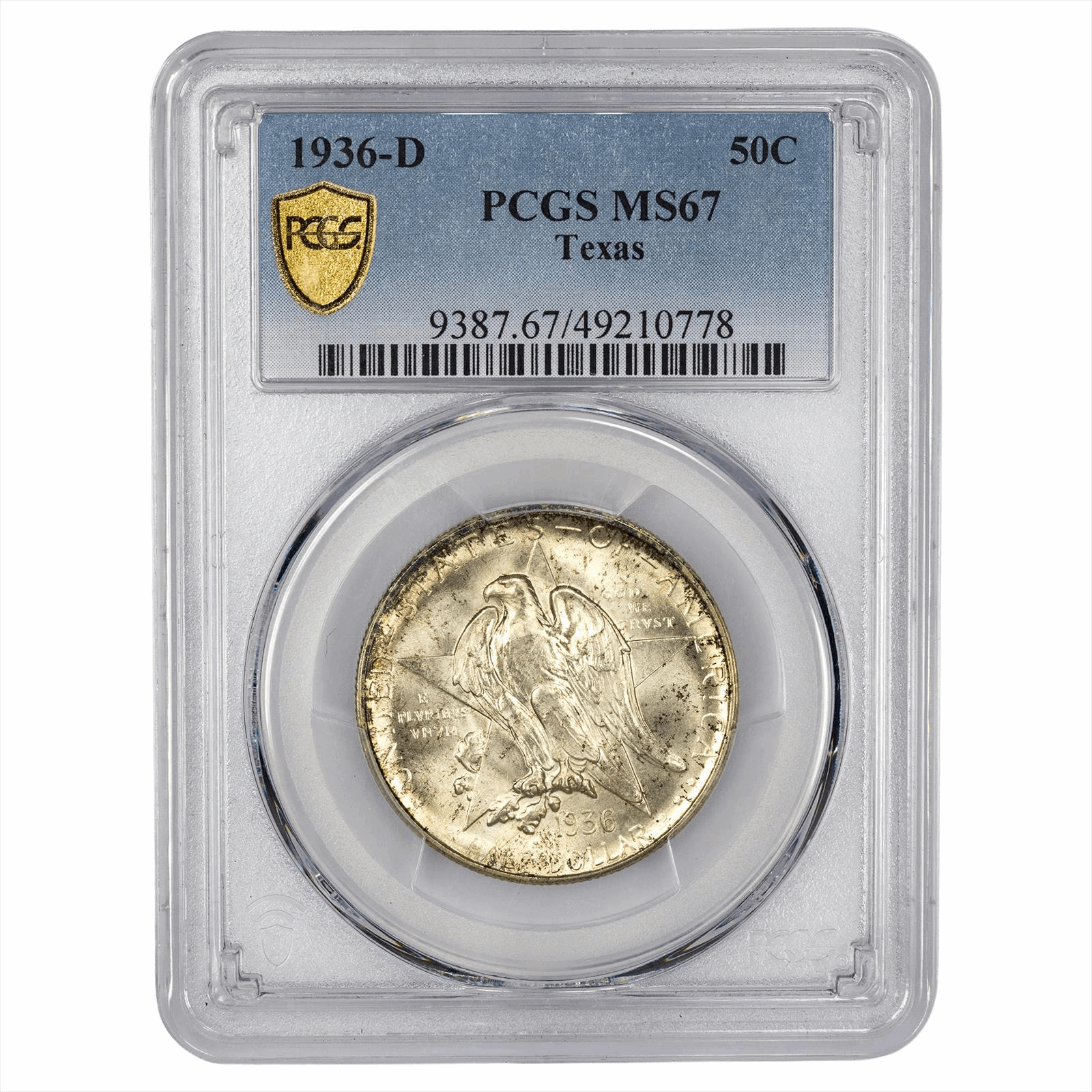 1936-D Texas Commemorative Half Dollar 50C PCGS MS 67