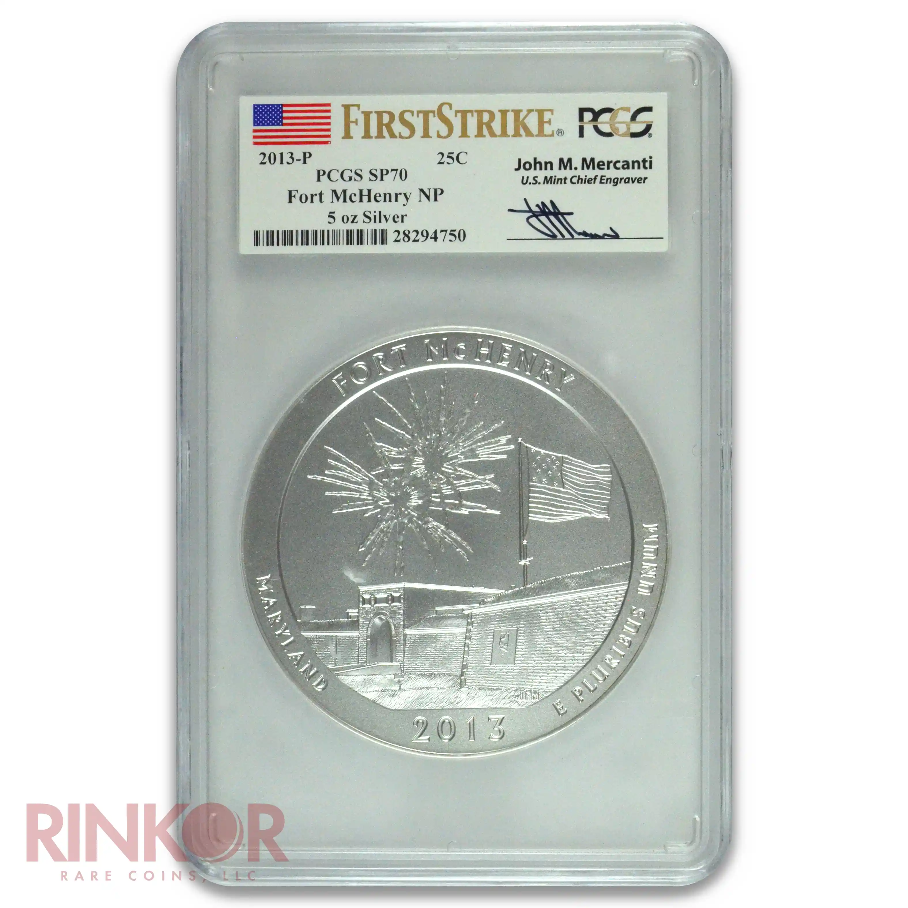 2013-P 5oz America the Beautiful Fort McHenry First Strike PCGS SP 70