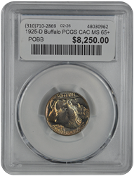 1925-D Buffalo PCGS CAC MS 65+