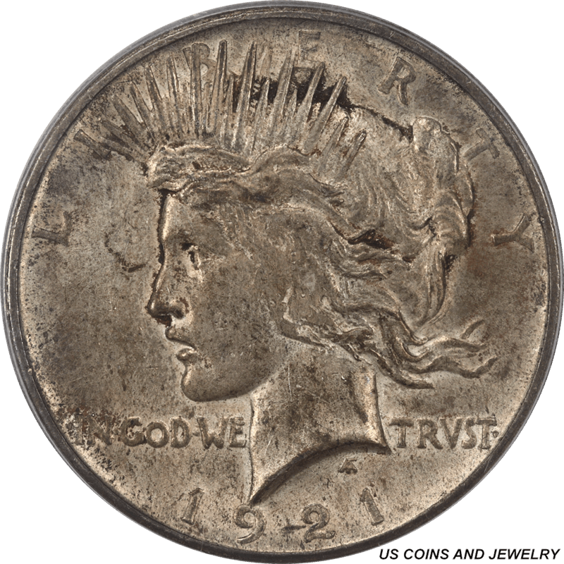 1921 Peace Silver Dollar, PCGS AU58 Nice Original Coin with Toning