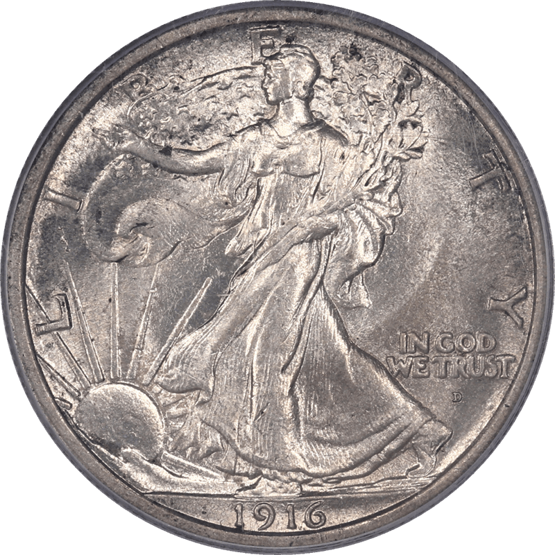 1916-D Walking Liberty Half Dollar 50c PCGS MS63 - Nice Lustrous Tone Coin
