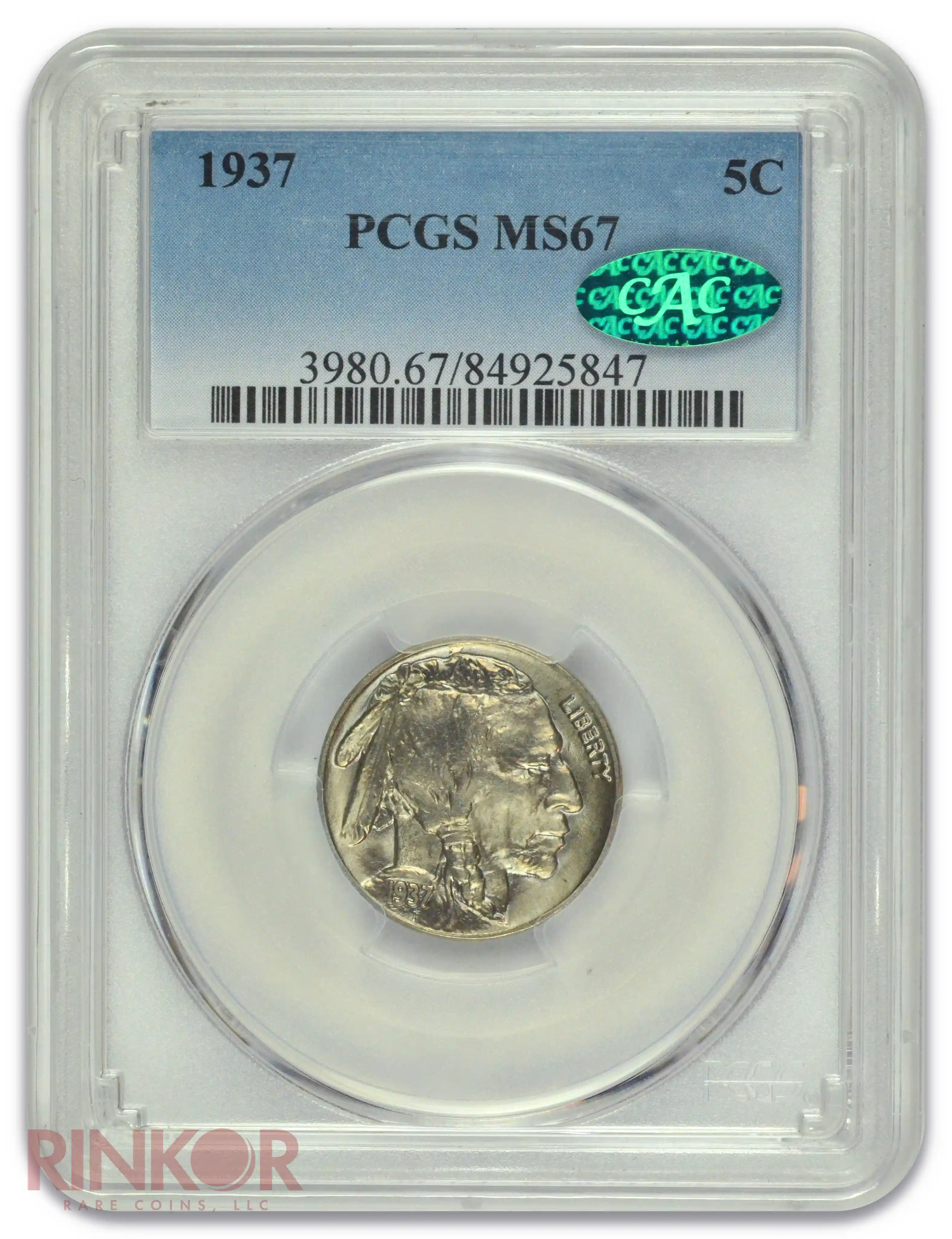 1937 Buffalo Nickel PCGS MS 67 CAC