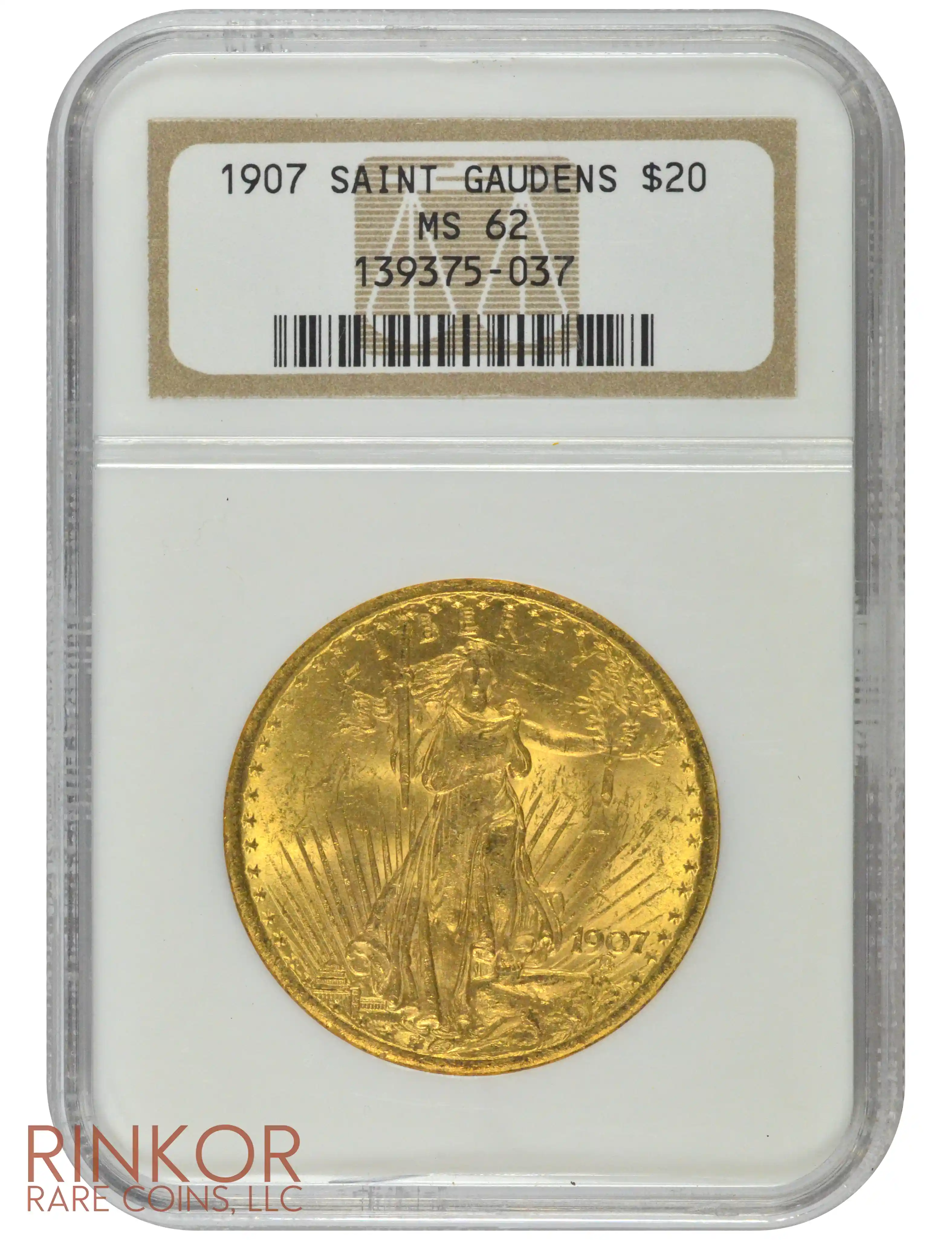 1907 $20 Saint Gaudens Double Eagle NGC MS 62