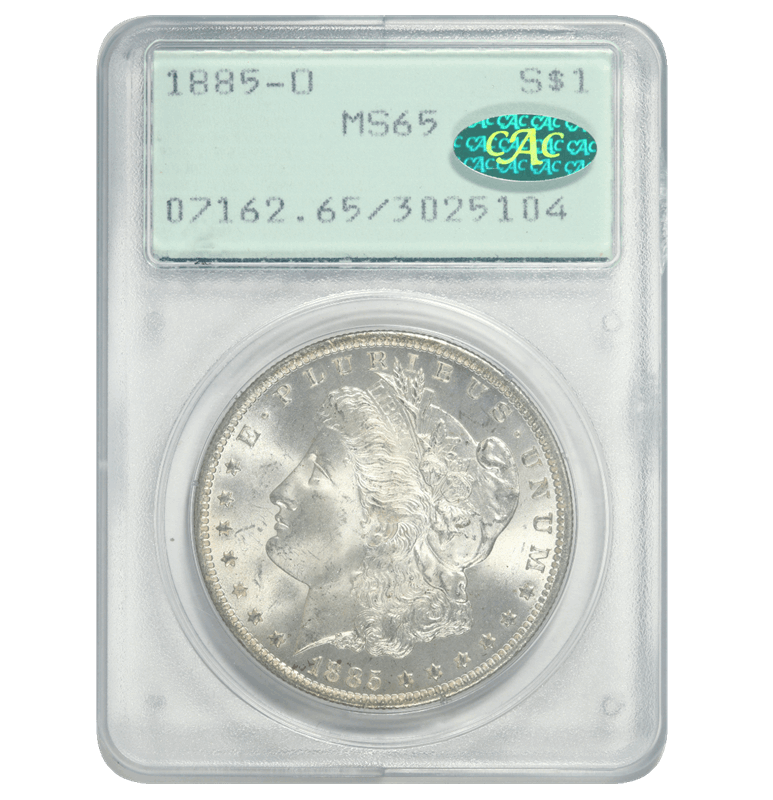 1885-O MORGAN SILVER DOLLAR $1 PCGS CAC  MS 65 