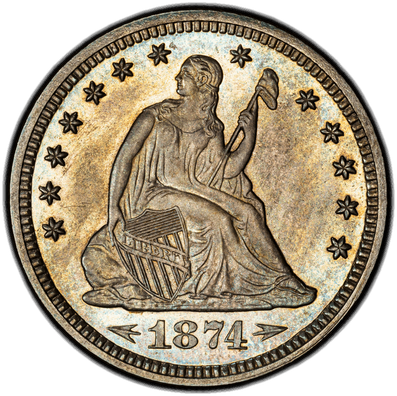 1874 Arrows 25C PCGS PR 65