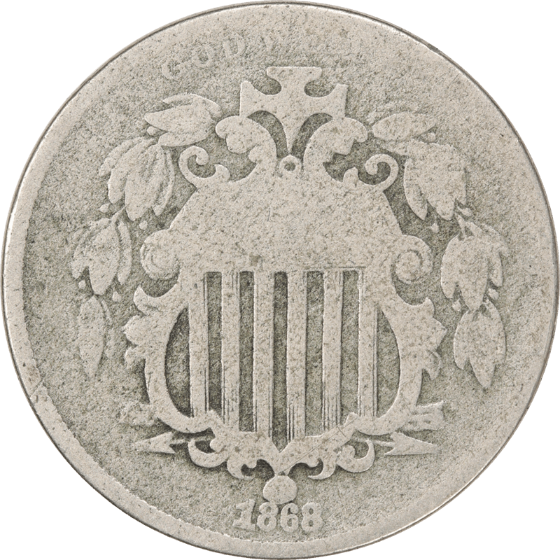 1868 Shield Nickel 5c Circulated Very Good