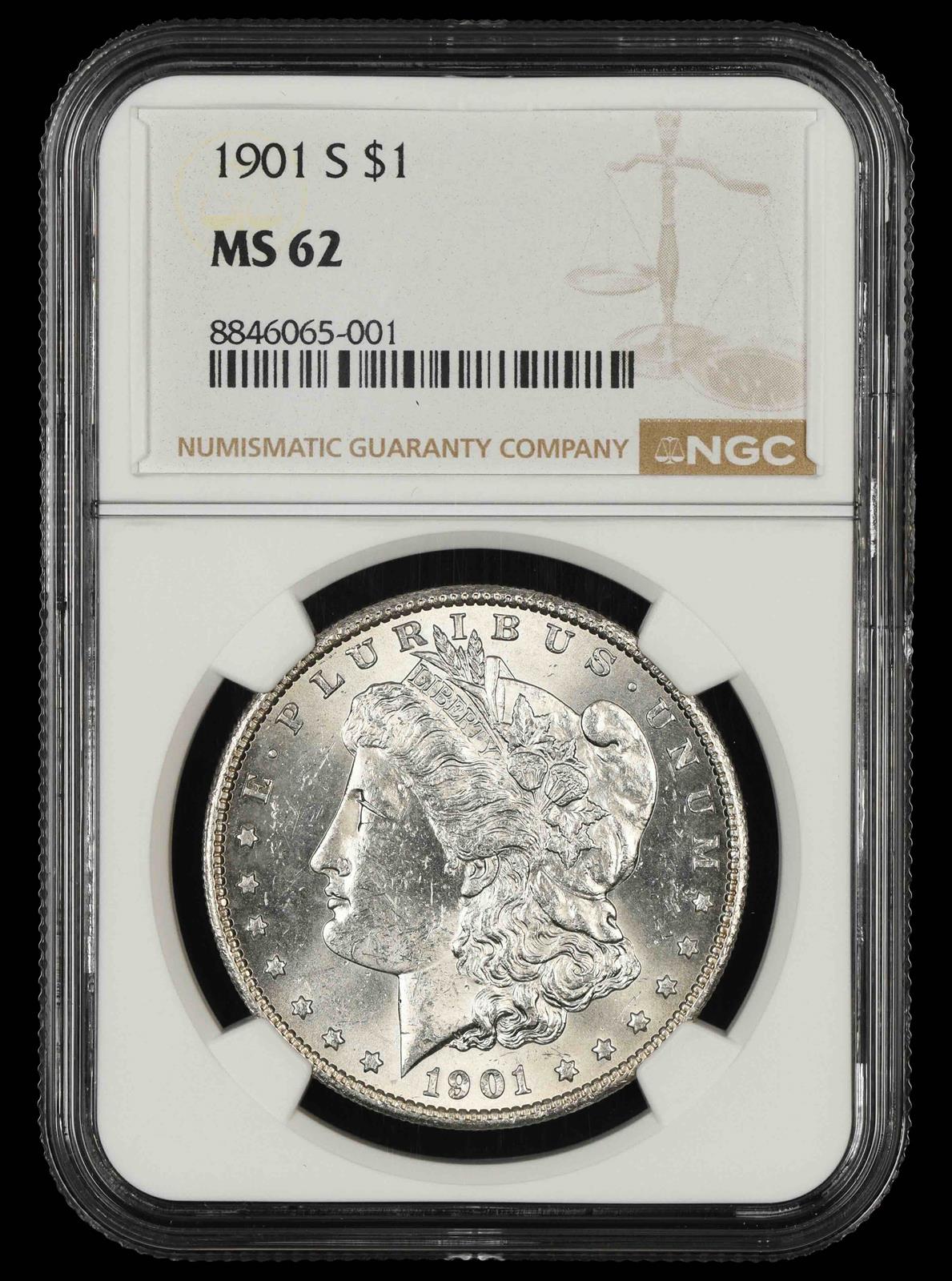 1901 S $1 NGC MS 62