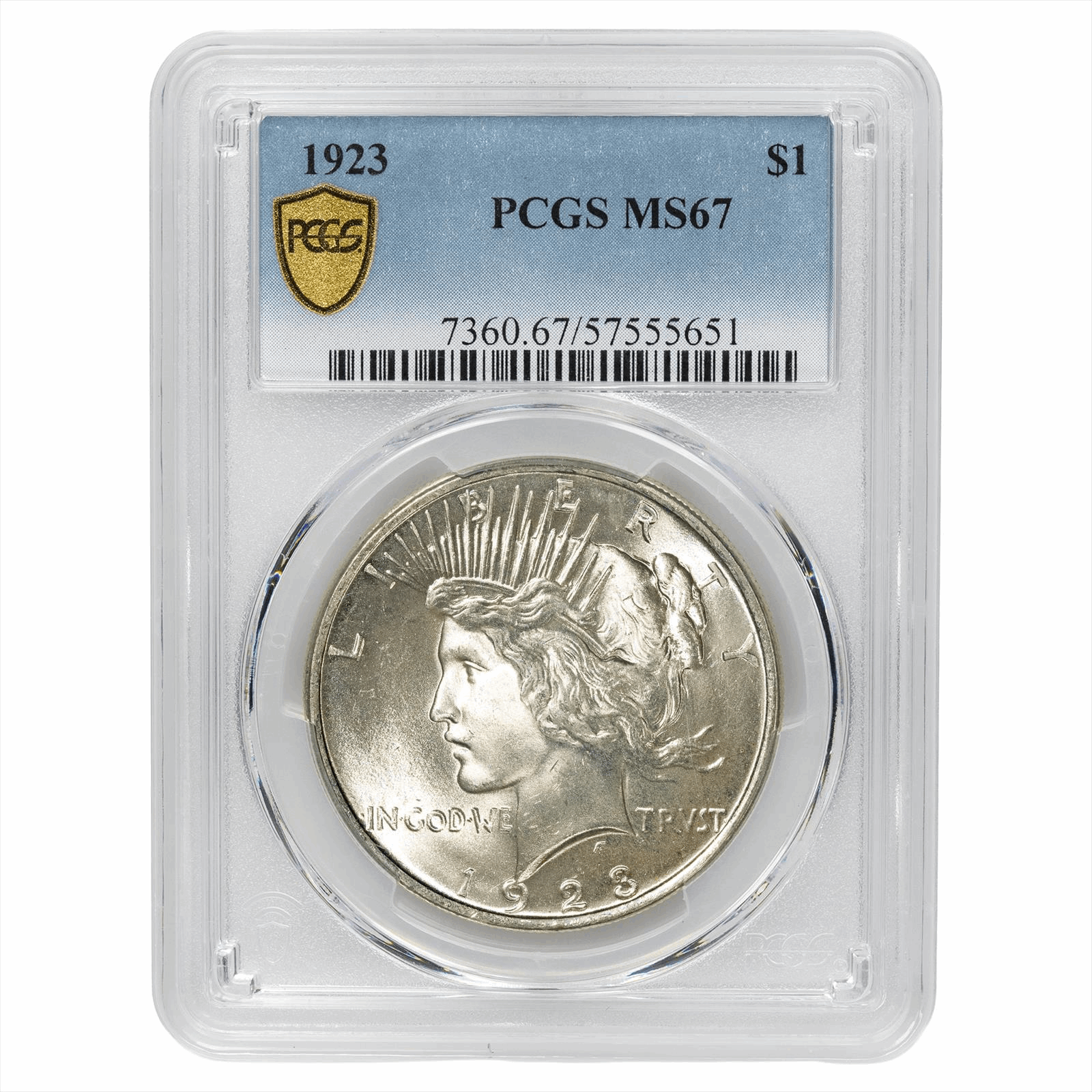 1923 Silver Peace Dollar $1 PCGS MS 67